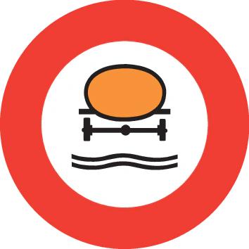 2.11 - Prohibición de vehículos que transportan contaminantes de agua señal de tráfico