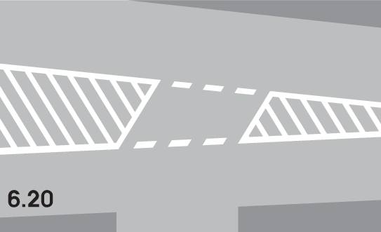 6.20 - Sperrfläche (weiss, schraffiert und umrandet) Verkehrsschild