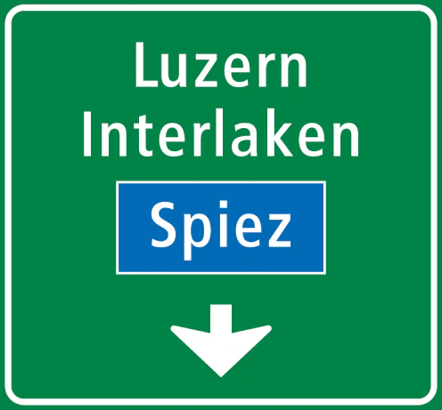 4.69 - Wegweisung über Fahrstreifen Verkehrsschild