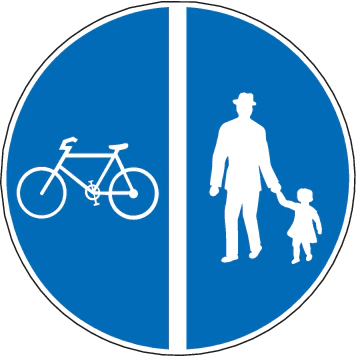 2.63 - Getrennter Rad- und Gehweg (links Radweg, rechts Gehweg) Verkehrsschild