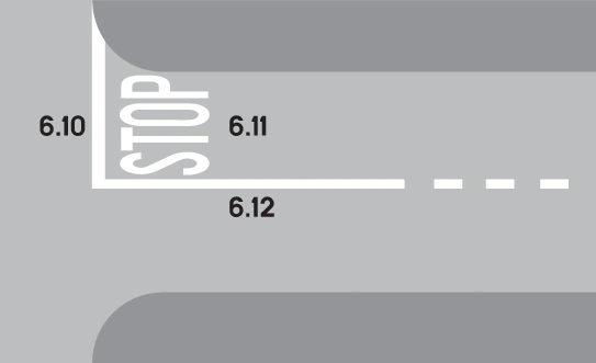 6.10-6.11-6.12 - Haltelinie (weiß, breit, durchgezogen) Verkehrsschild