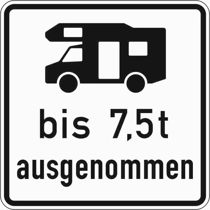 1024-19 - Autocaravanas con masa máxima autorizada hasta 7,5 t, excepto señal de tráfico