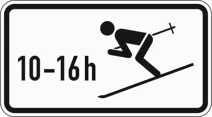 1040-10 - Deportes de invierno permitidos, con restricciones horarias (10:00 - 16:00) señal de tráfico