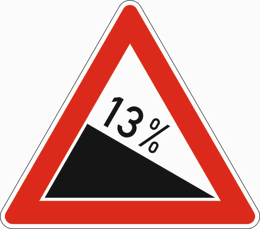 108-13 - Gefälle 13% Verkehrsschild