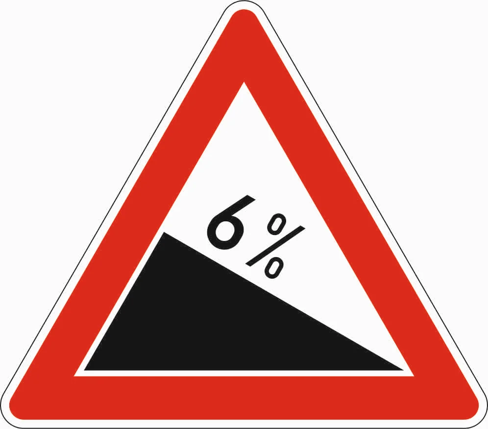 108-6 - Gefälle 6% Verkehrsschild