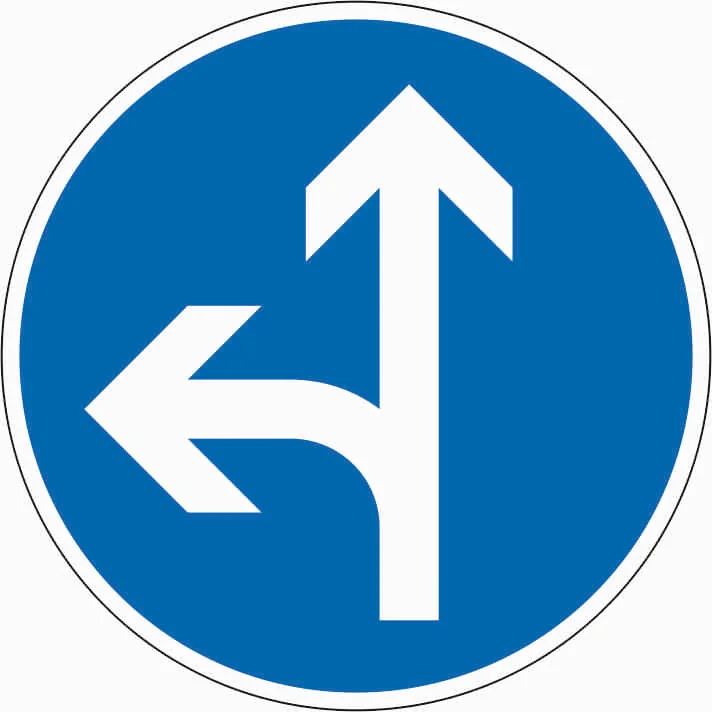 214-10 - Dirección obligatoria - recto o izquierda señal de tráfico