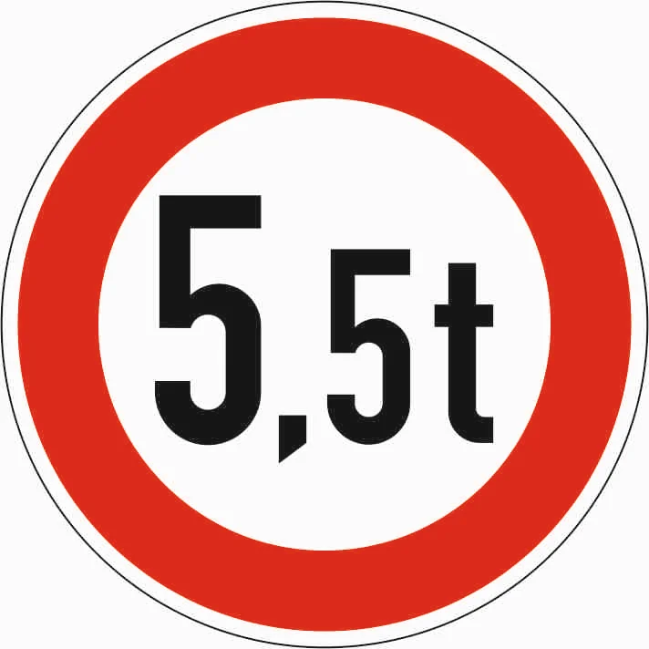 262 - Tatsächliche Masse (Unternummer steht jeweils für den Zahlenwert) Verkehrsschild