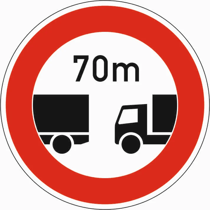 273 - Prohibido rebasar la distancia mínima especificada (el número inferior indica el valor numérico) señal de tráfico