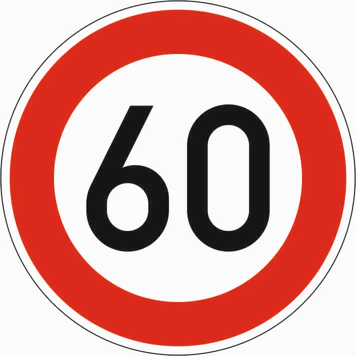274-60 - Límite de velocidad de 60 km/h señal de tráfico