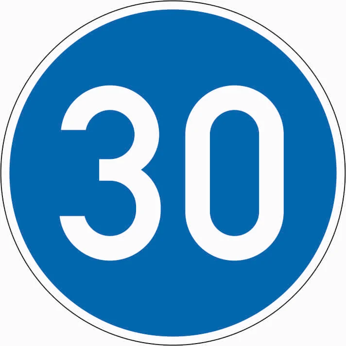 275 - Velocidad mínima obligatoria (la sub-señal, en múltiplos de diez, indica el valor numérico) señal de tráfico