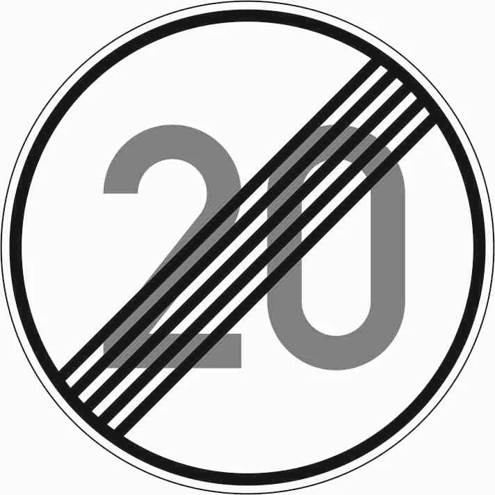 278-20 - Fin de la velocidad máxima permitida de 20 km/h señal de tráfico