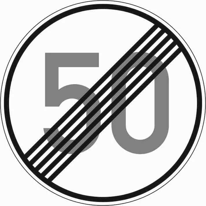278-50 - Fin de la velocidad máxima permitida de 50 km/h señal de tráfico