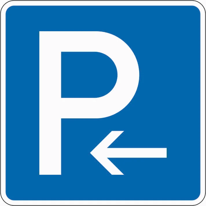 314-10 - Parken - Anfang (rechts) oder Ende (links) Verkehrsschild