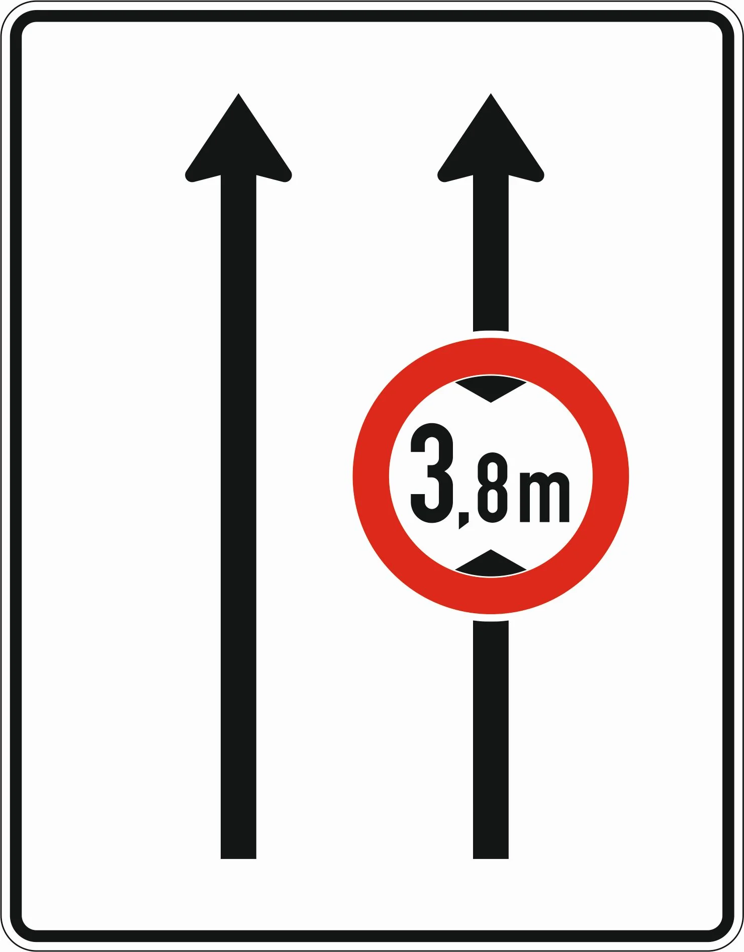 529-30 - Fahrstreifentafel - ohne Gegenverkehr mit integrierten Zeichen 265 - 2-streifig in Fahrtrichtung Verkehrsschild