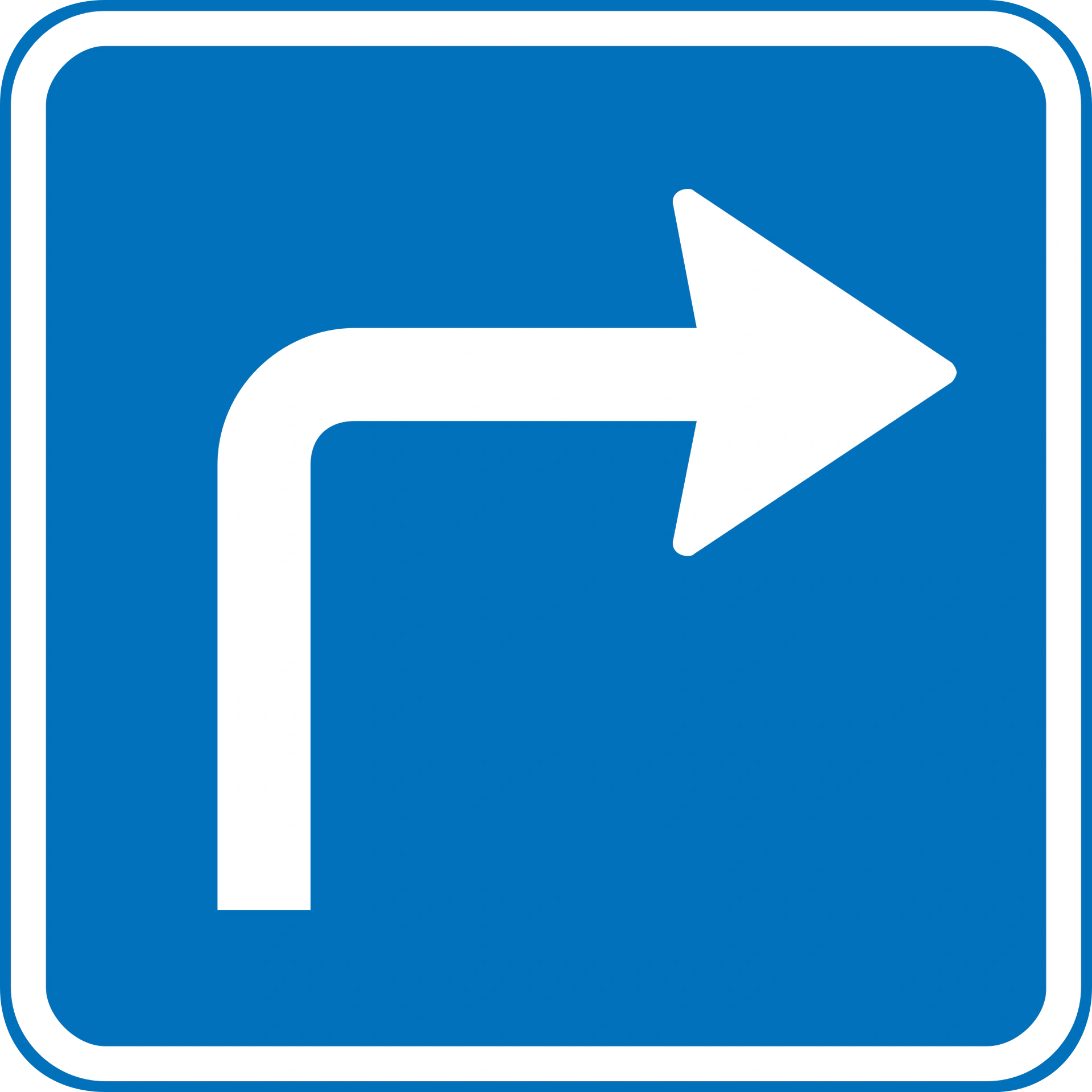 U6.4 - Teil eines Zeichens, das nach einer Rechtsabbiegung in der folgenden Kreuzung wirksam wird Verkehrsschild