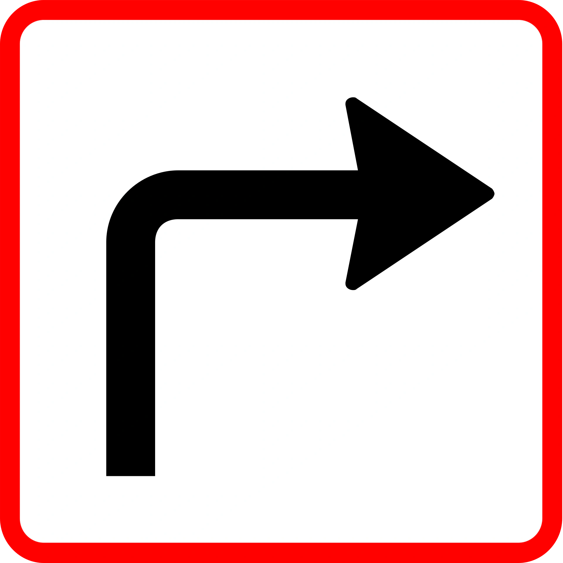 U6.3 - Eine Zeichenkombination, deren Teil dieses Zusatzzeichen ist, tritt nach einer Rechtskurve an der folgenden Kreuzung in Kraft Verkehrsschild