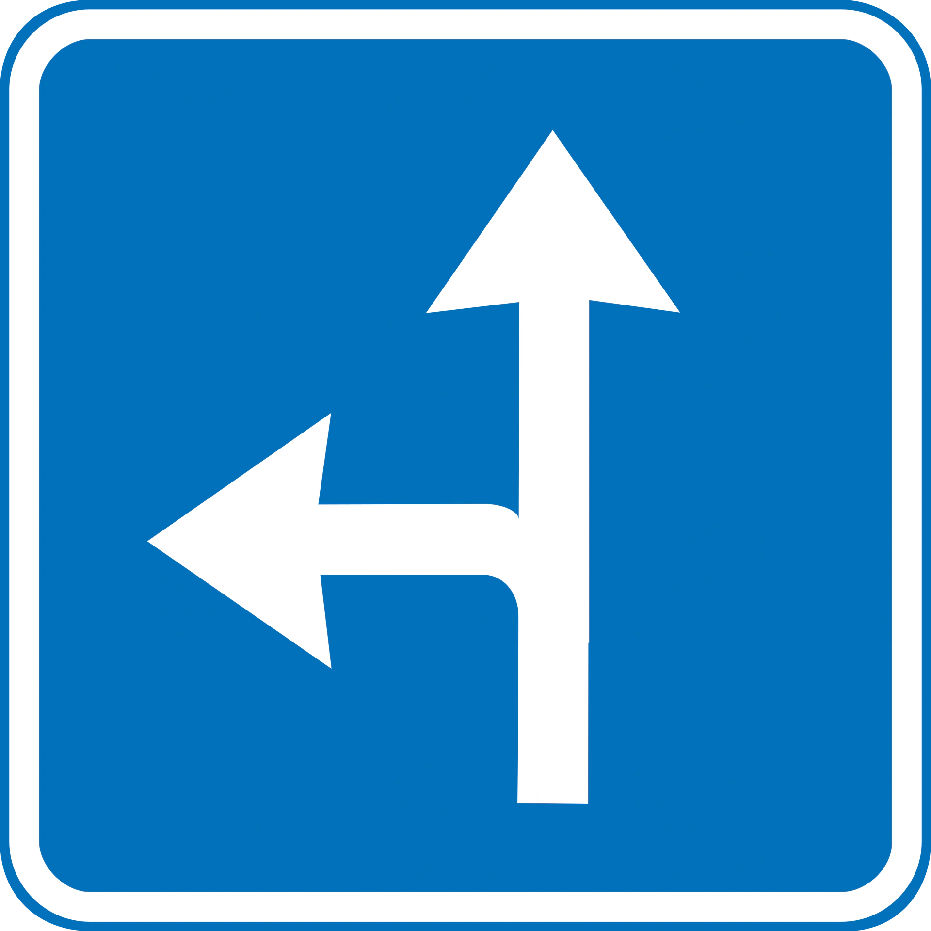 E11.6 - Geradeaus oder links abbiegen Verkehrsschild