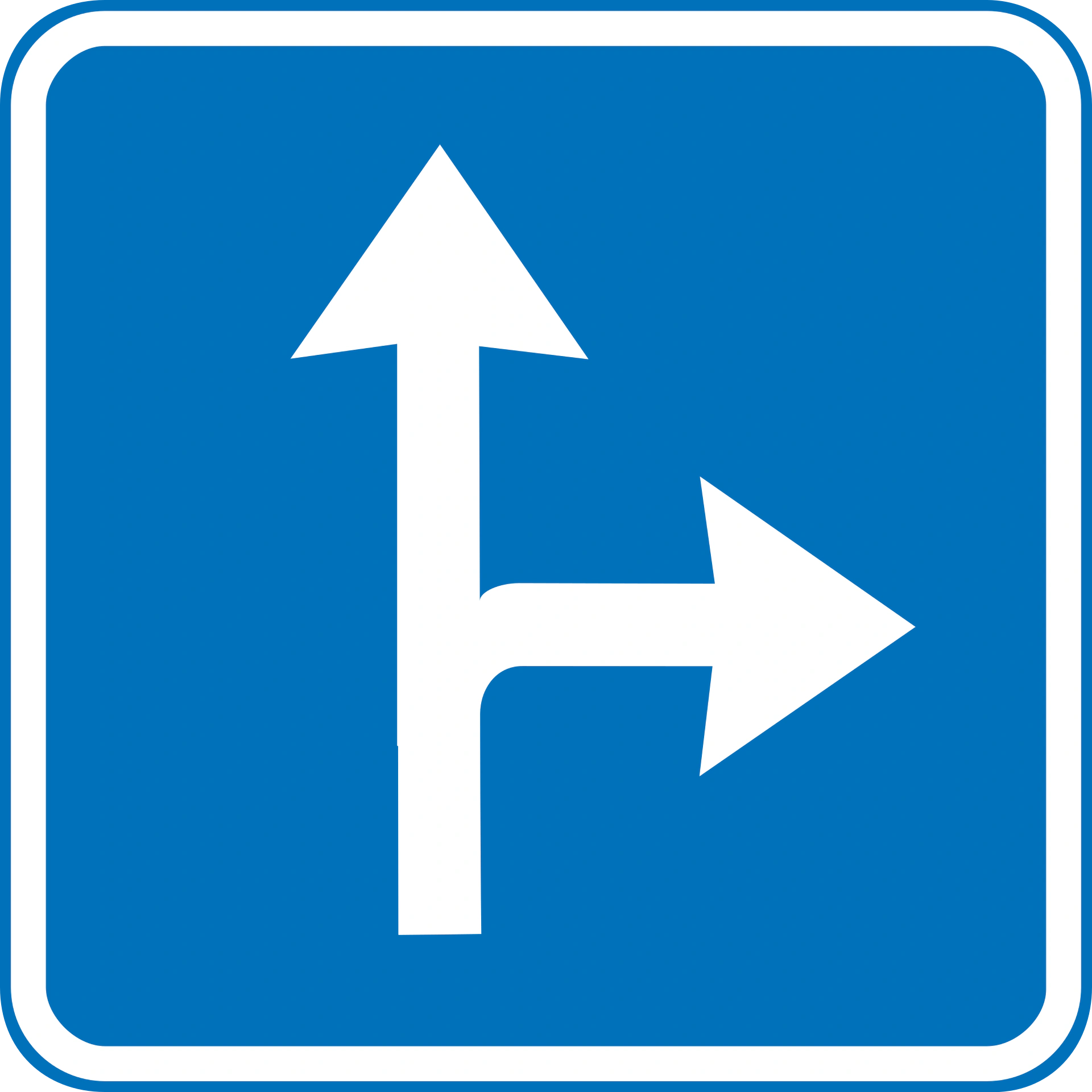E11.7 - Geradeaus oder rechts abbiegen Verkehrsschild