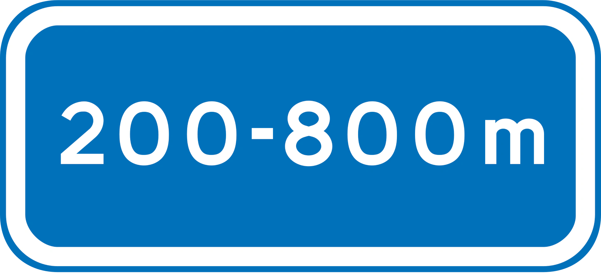 U2.2 - Entfernungsintervall (hier von 200 bis 800 Metern) Verkehrsschild