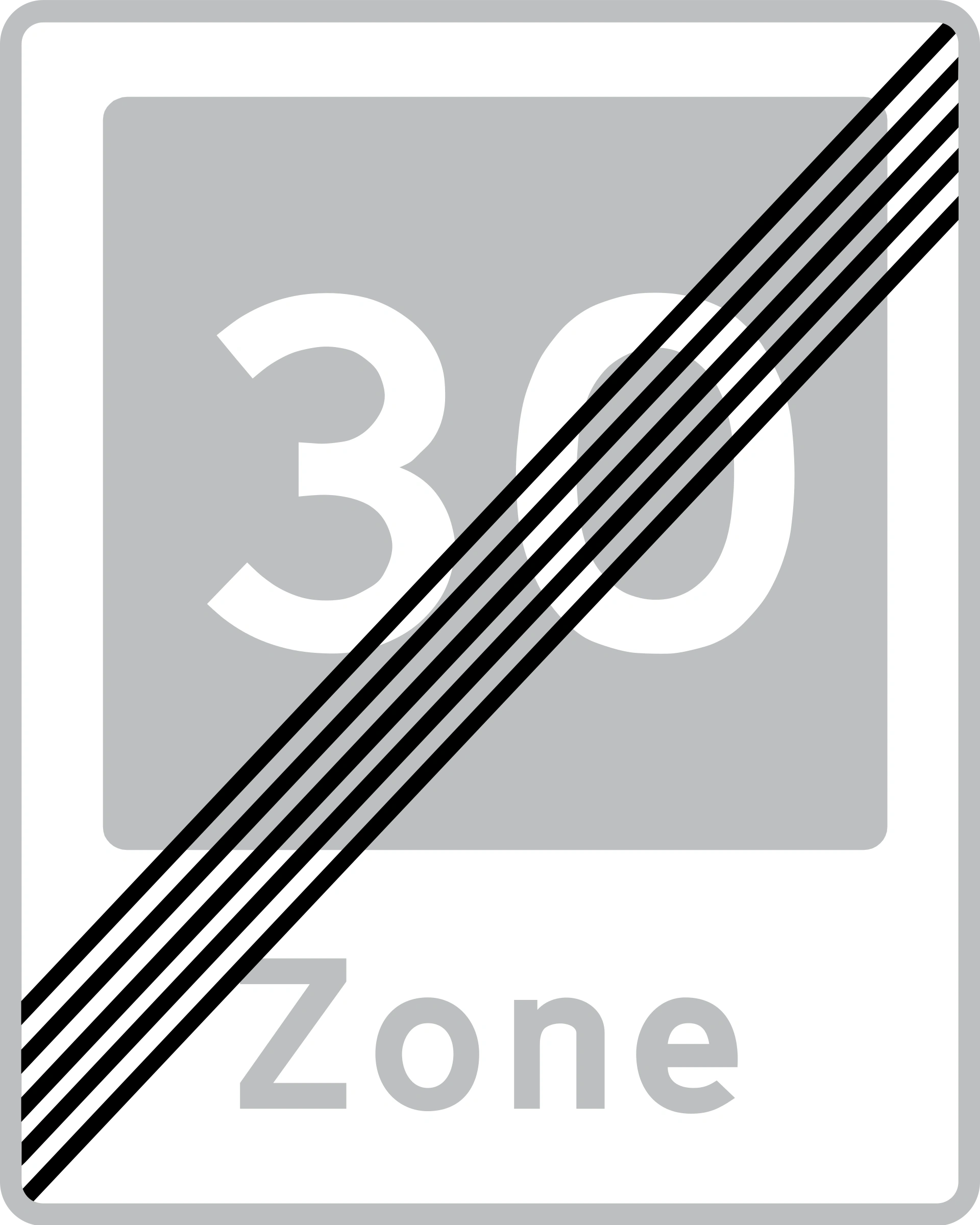 E53 - Ende der Zone mit Verkehrsberuhigung Verkehrsschild