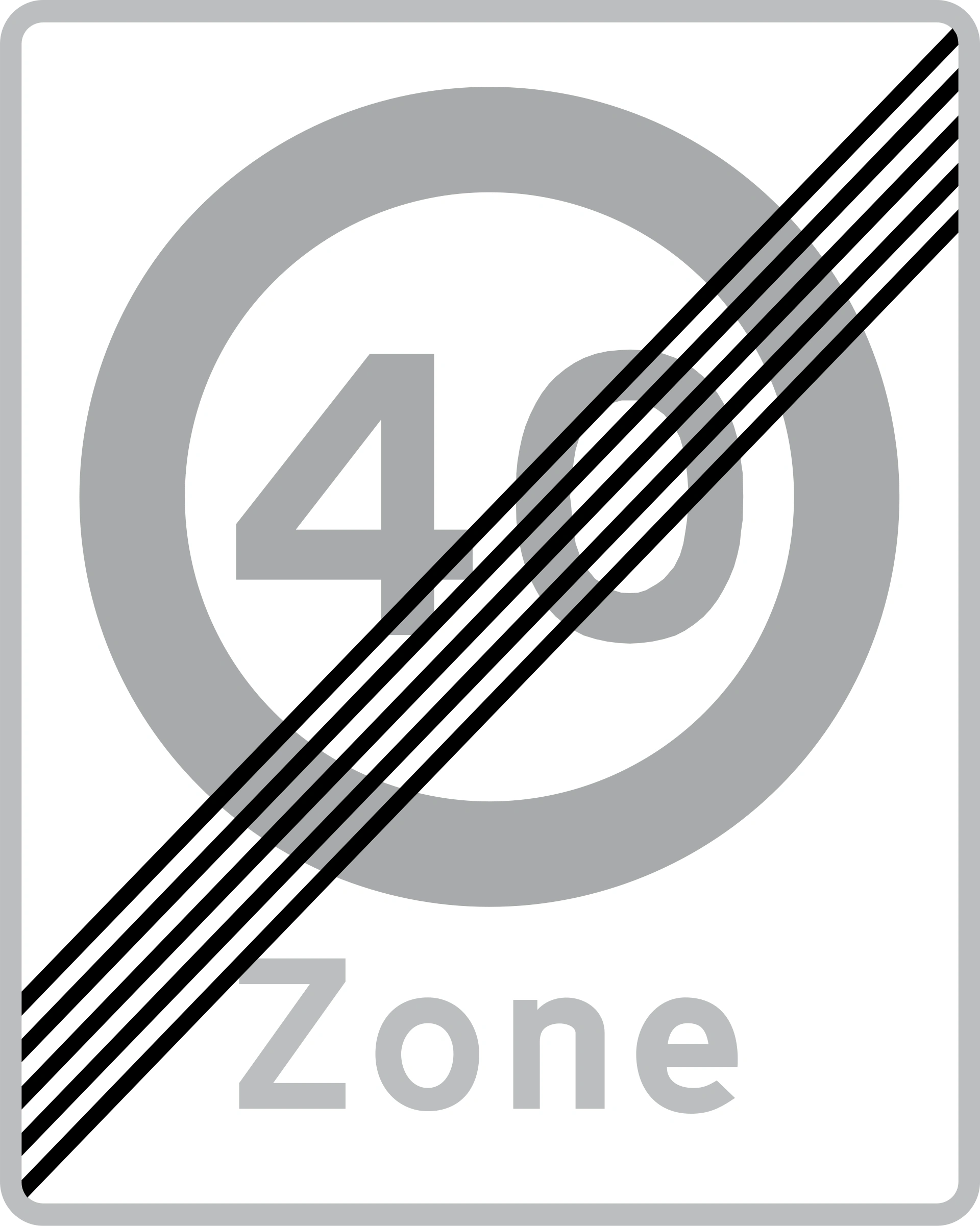 E69.4 - Ende der Zone mit örtlichem Tempolimit Verkehrsschild