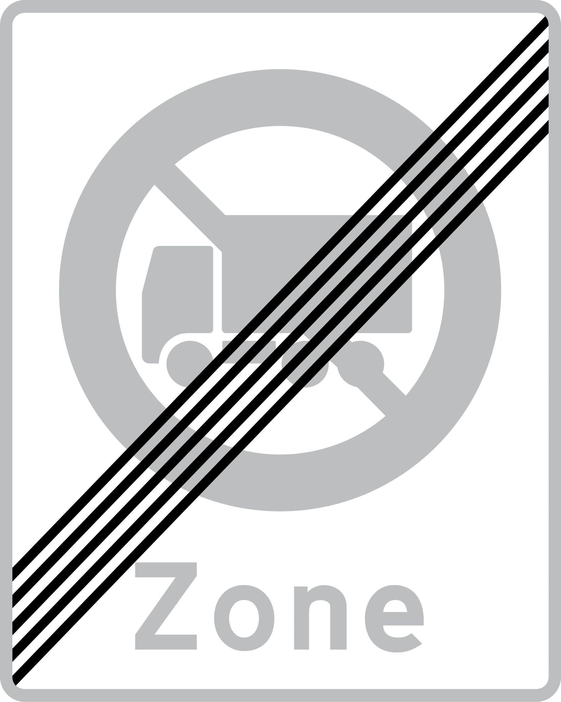 E69.5 - Ende der Zone für schwere Nutzfahrzeuge Verkehrsschild
