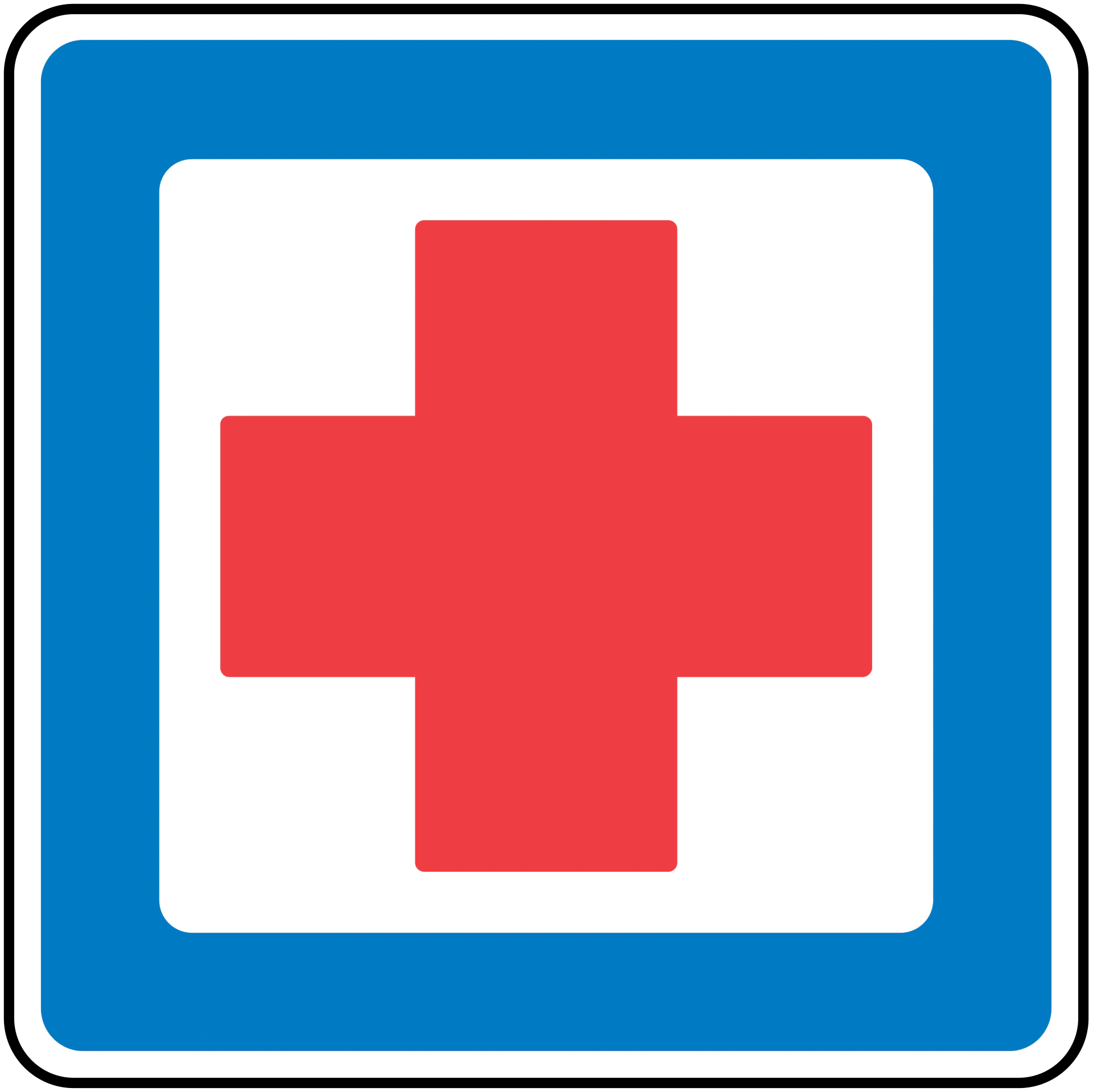 M21 - Krankenhaus Notaufnahme, täglich 24 Stunden geöffnet Verkehrsschild