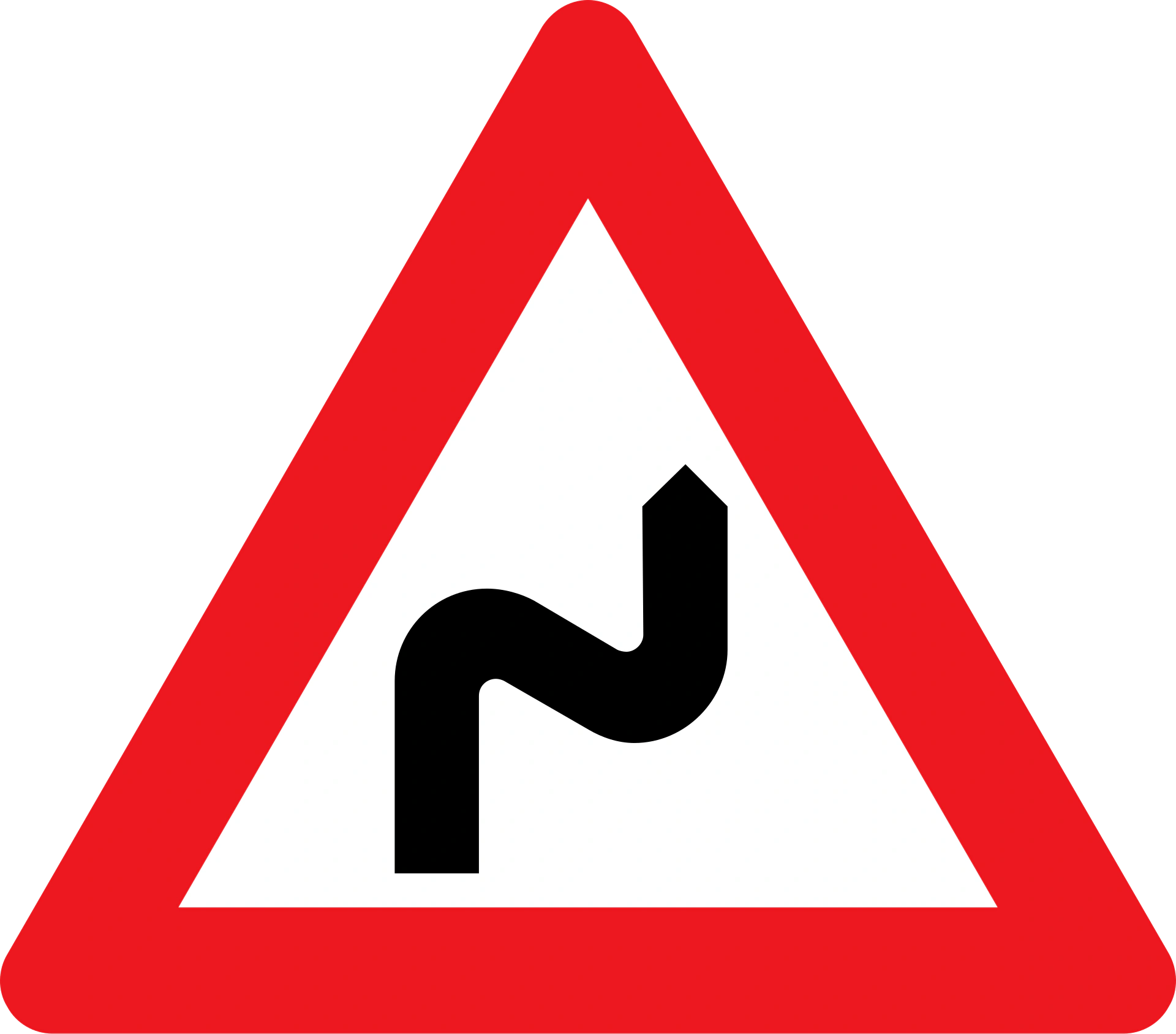 A42.1 - Mehrere Kurven, erste nach rechts Verkehrsschild