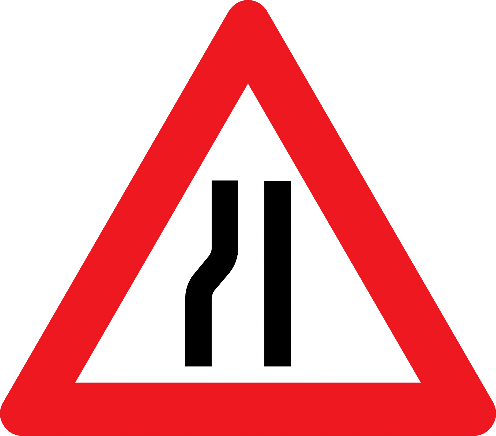 A43.2 - Verengte Fahrbahn links Verkehrsschild