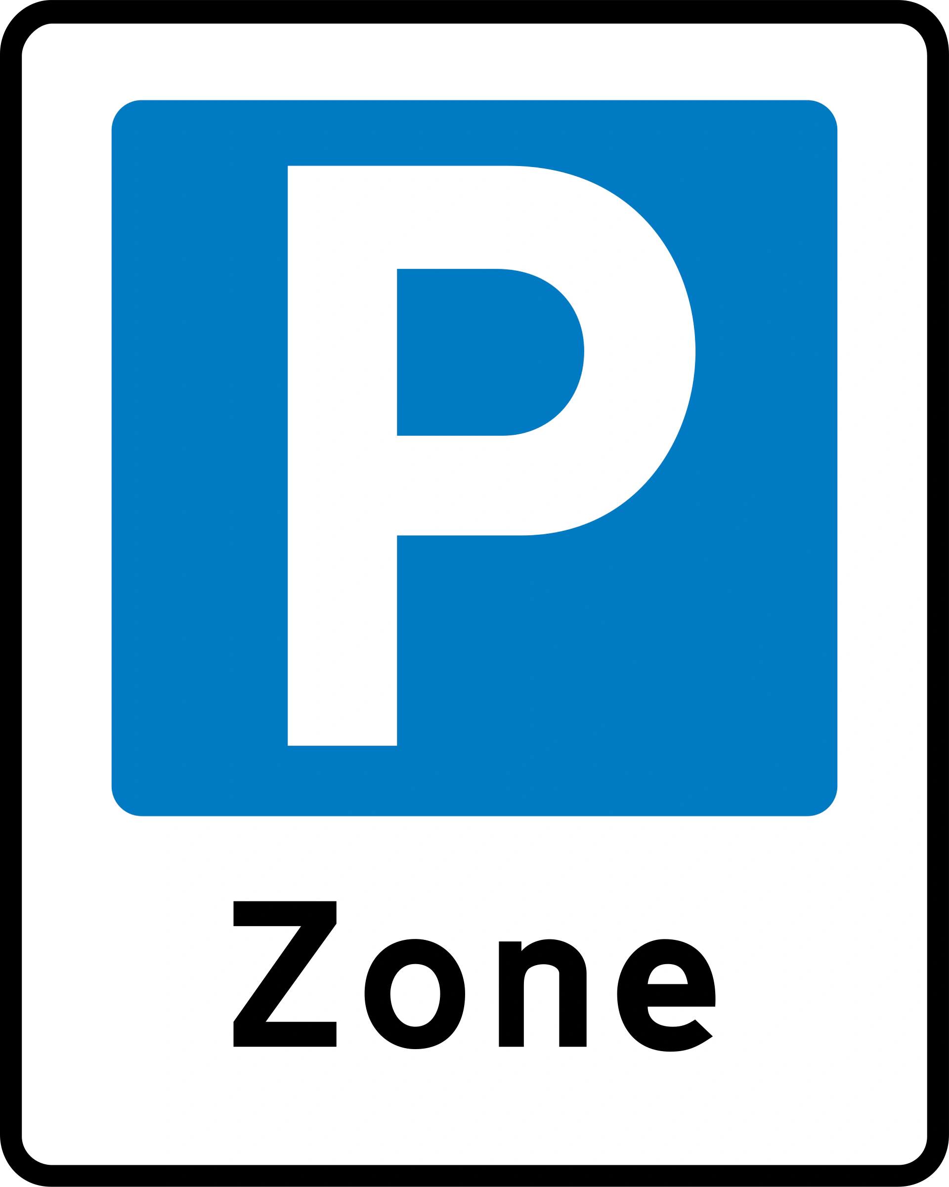 E68.3 - Zone mit Parkmöglichkeiten Verkehrsschild