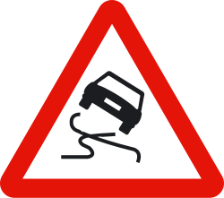P-19 - Rutschige Fahrbahn Verkehrsschild