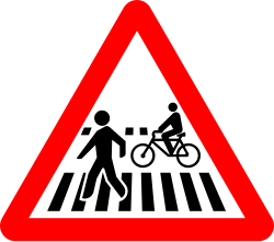 P-20c - Fußgänger und Radfahrerüberquerung Verkehrsschild