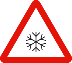 P-34 - Fahrbahn glatt wegen Eis oder Schnee Verkehrsschild