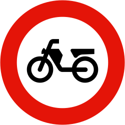 R-105 - Keine Mofas (und Fahrzeuge für Personen mit eingeschränkter Mobilität) Verkehrsschild