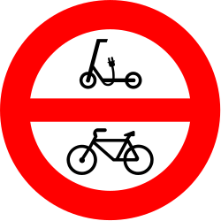 R-119 - Keine persönlichen Mobilitätshilfen und Fahrräder Verkehrsschild