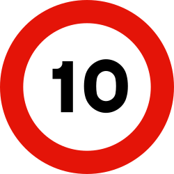 R-301 - Höchstgeschwindigkeit (10 km/h) Verkehrsschild