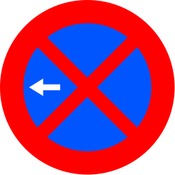 R-307c - Absolutes Halte- und Parkverbot (nur links) Verkehrsschild