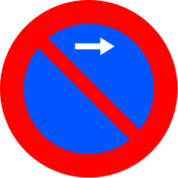 R-308g - Kein Parken (nur rechts) Verkehrsschild