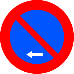 R-308h - Absolutes Halteverbot (nur links) Verkehrsschild