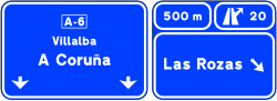 S-235a - Panneau routier Pré-signalisation avec panneaux sur l'autoroute ou la voie rapide vers toute route et sa propre direction