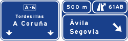 S-242a - Panneau routier Présignalisation sur autoroute ou voie rapide de deux sorties très rapprochées de toute route et de sa propre direction
