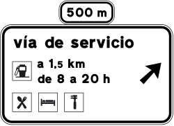 S-264 - Panneau routier Préseñalización en vía convencional de carril de servicio