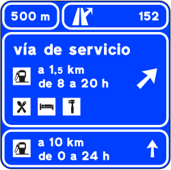 S-266a - Panneau routier Pré-signalisation sur autoroute ou voie rapide d'une voie de service, avec une sortie exclusive