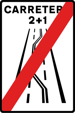 S-2c - sinal de trânsito Fim da Via 2+1