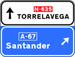 S-349a - Panneau routier Panneau de sortie immédiate avec panneau latéral sur une route conventionnelle ou à plusieurs voies vers une autoroute ou une voie rapide et direction actuelle