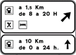 S-376 - Panneau routier Panneau de sortie immédiate pour services sur routes conventionnelles à trafic dense et sur routes à plusieurs voies