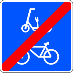 S-40 - sinal de trânsito Fim da via reservada a bicicletas e trotinetes