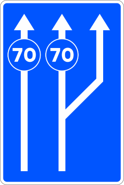 S-50c - Fahrspuren nach angezeigter Geschwindigkeit Verkehrsschild