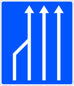 S-52f - Ende einer Fahrspur Verkehrsschild