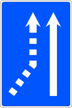 S-70a - Zusammenführung einer Fahrspur von links auf eine einspurige Fahrbahn Verkehrsschild
